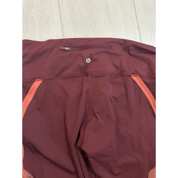 Lululemon Zip The Line Crop 23" Leggings Sz 12 Deep Ruby / Poppy Coral - Picture 9 of 12